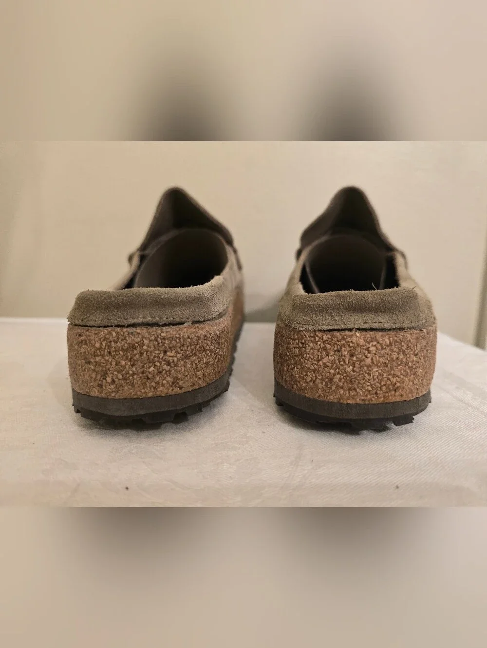New Without Box - Birkenstock Naple Suede Penny Loafers in Taupe- Size 44